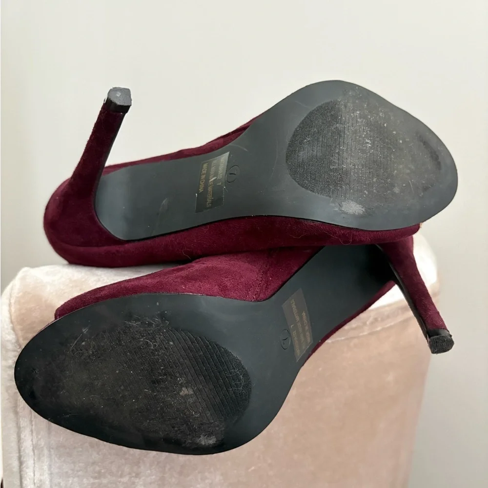 Charlotte Russe Burgundy Lace-Up Over-the-Knee Peep-Toe Boots